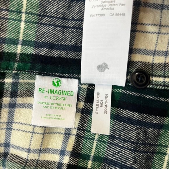 J. Crew men's shirt M green plaid classic fit flannel button down 100% cotton - Picture 5 of 7
